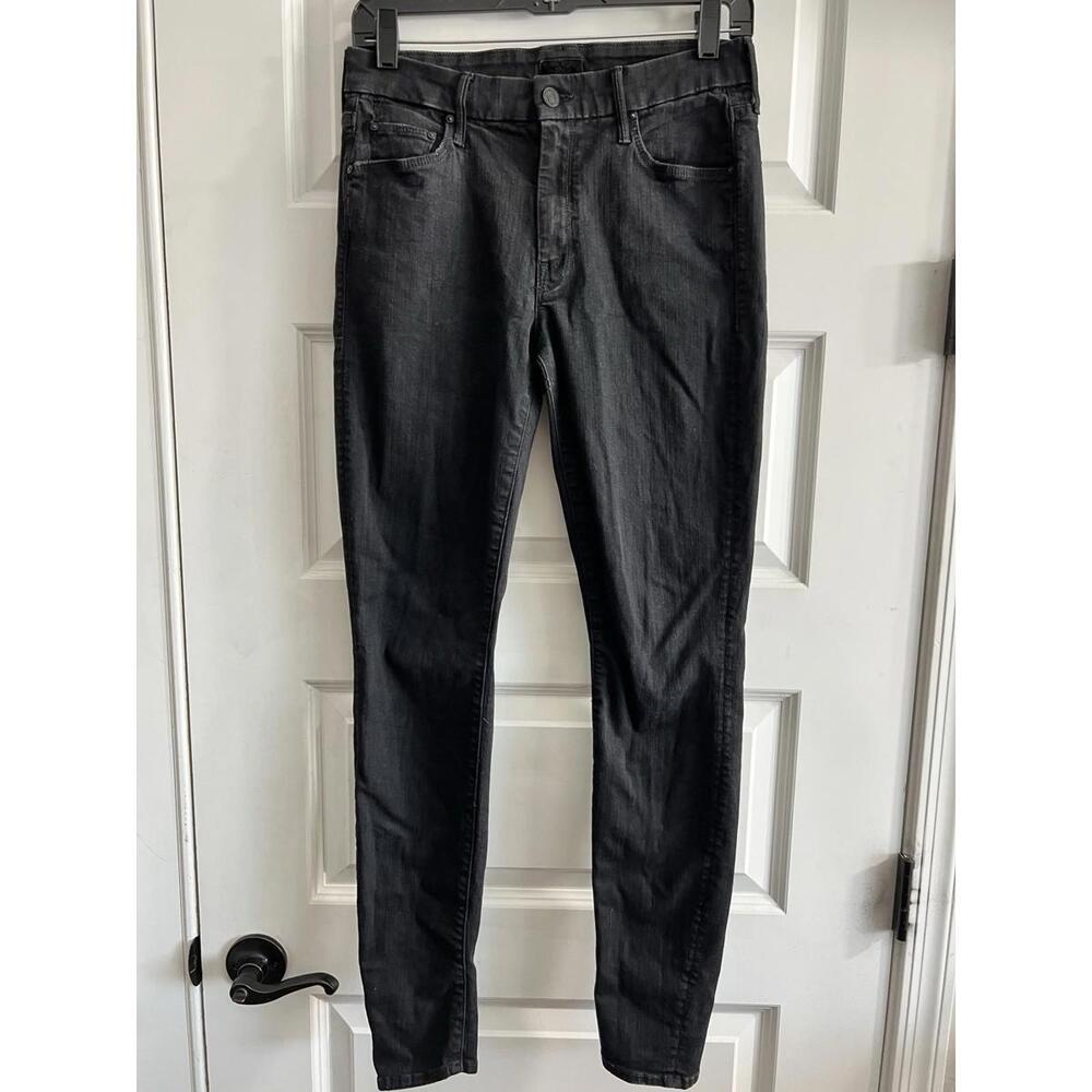 MOTHER The Looker Ankle Skinny Jeans In NOT GUILTY Jet Black Sz 29